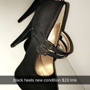Strapped black heels